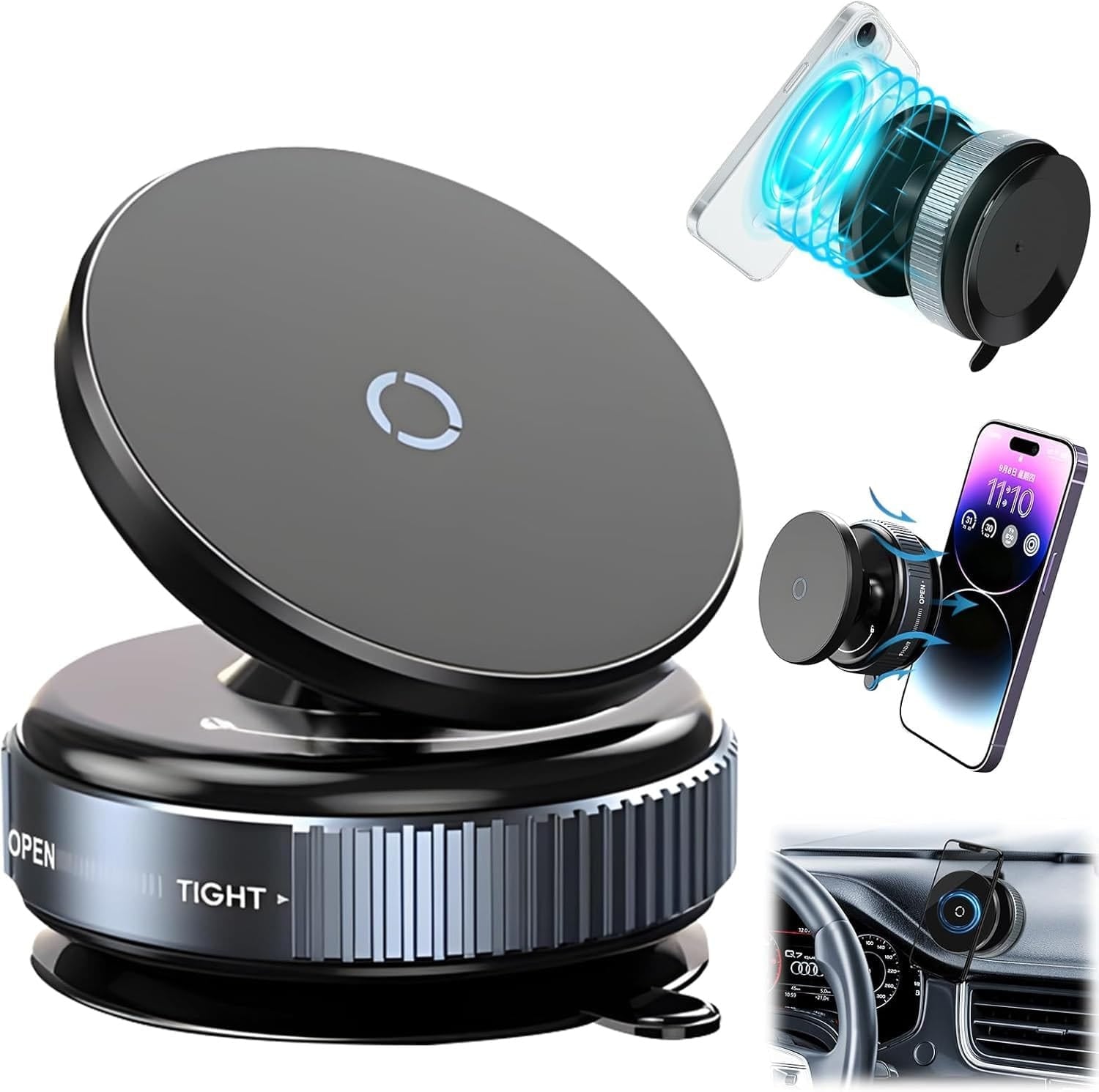 Car Dashboard Phone Holder 360° Vacuum Magnetic Phone Stand | None